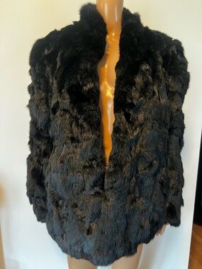 Women's Black Faux Fur Pea Coat - Luxe Plush Jacket